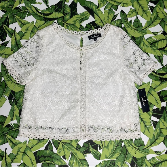 NWT Lulu's 2 Piece Set Lace Skirt Dress Bridal Bachelorette Wedding White L - Picture 3 of 10